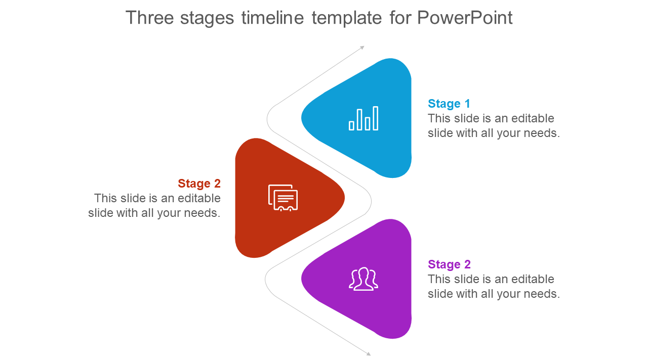 Creative Three Stages Timeline Template For PowerPoint Model